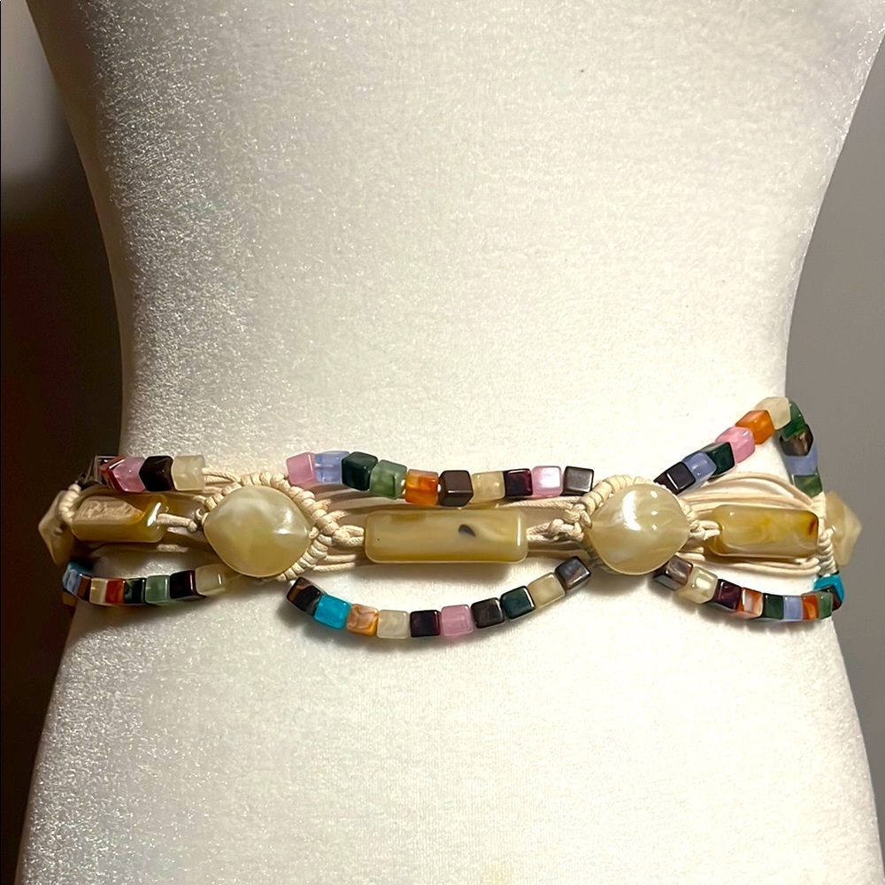 Multicolor Beaded Shell Accent Women's Belt